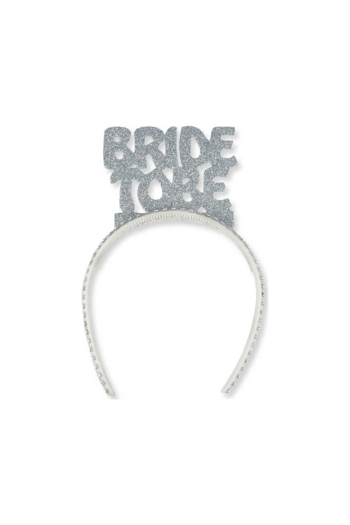 Bride To Be Temalı Simli Eva Taç Gümüş Renk Gri Esnek Yapılı Bekarlığa Veda Partisi Konsepti Tacı
