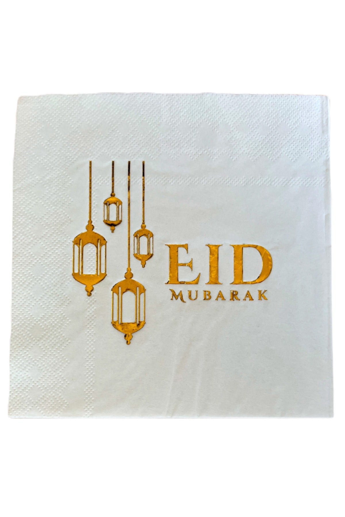 Eid Mubarak Yazılı Gold Yaldızlı Peçete 16lı 16x16 Cm Altın Varaklı Ramazan Bayram Temalı Dini Süsü
