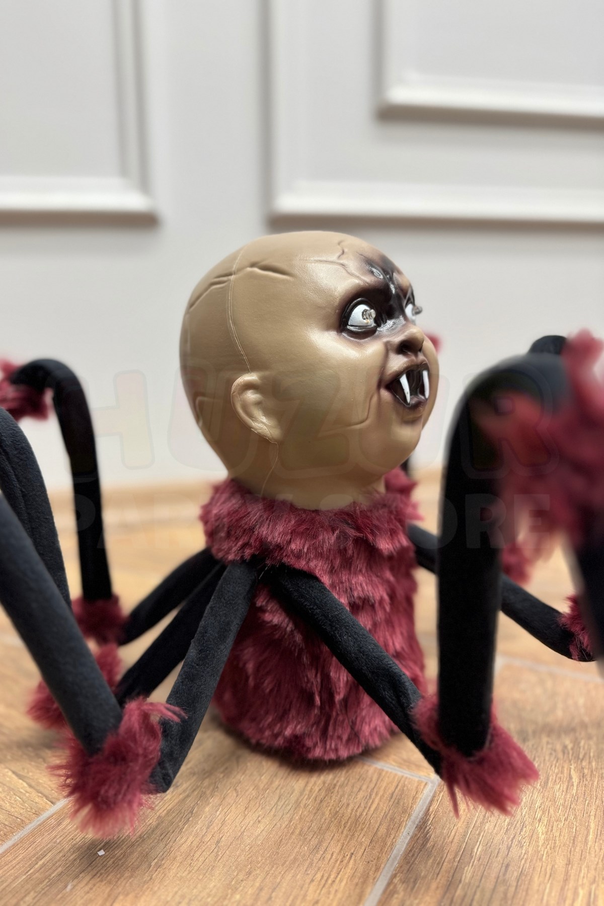 Hareket Eden Sesli Işıklı Örümcek Bebek 70 Cm Pilli Tüylü Halloween Cadılar Bayramı Sese Duyarlı