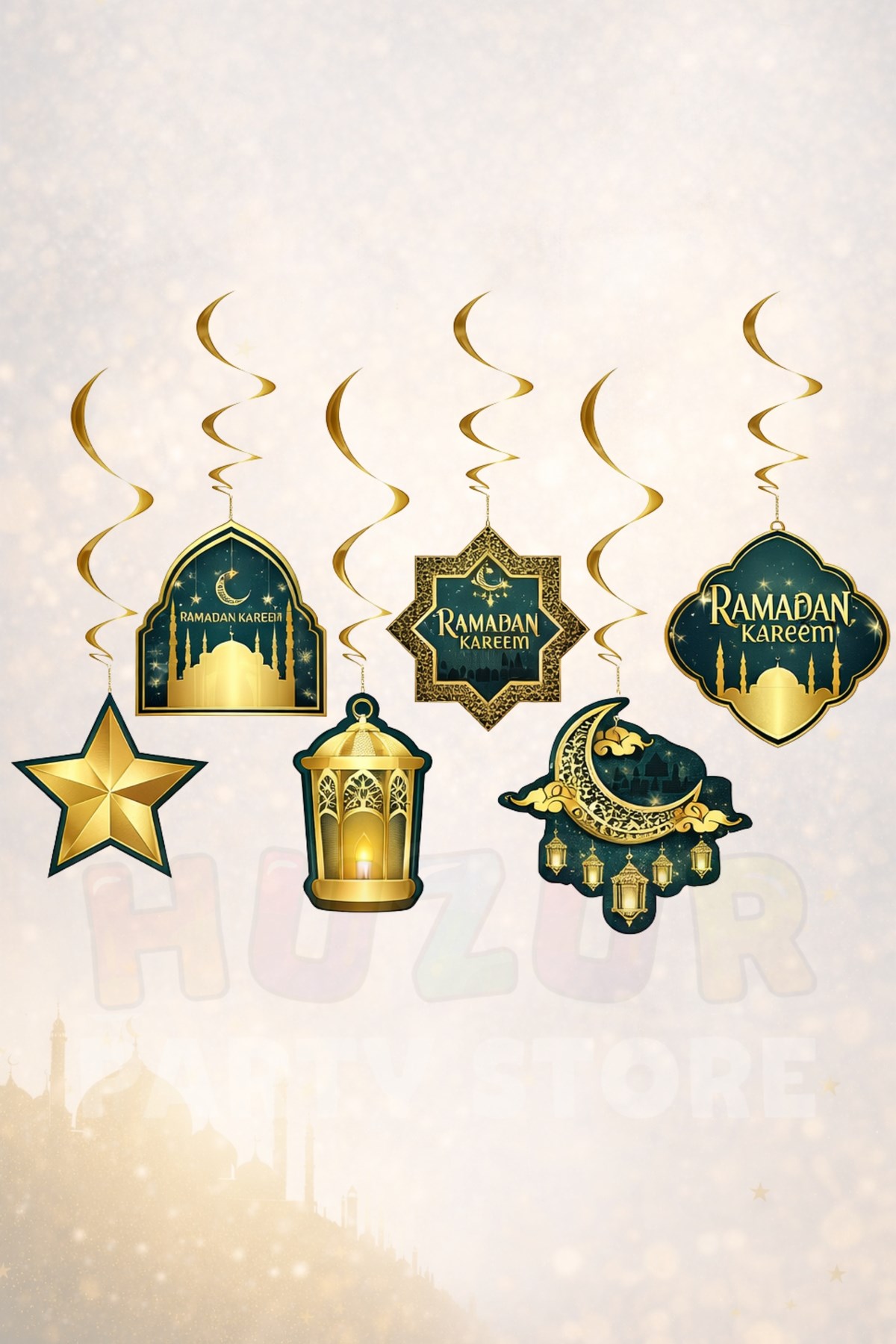 Ramadan Kareem Yazılı 6 Adet Tavan Asma Süsü Hoşgeldin Ramazan Bayramı Mübarek Dini İslami Süsleri