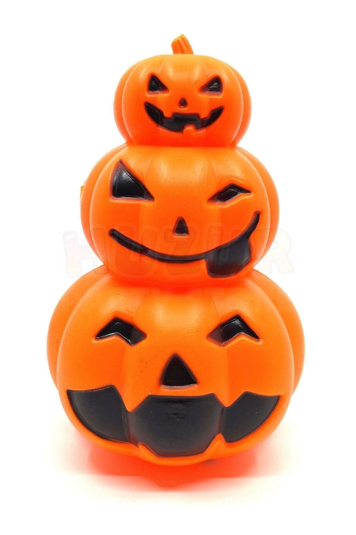 Rengarenk Işıklı 3lü Balkabağı Halloween Partisi Cadılar Bayramı Süsü 22 Cm Pilli Dekor Ürünü Kabak