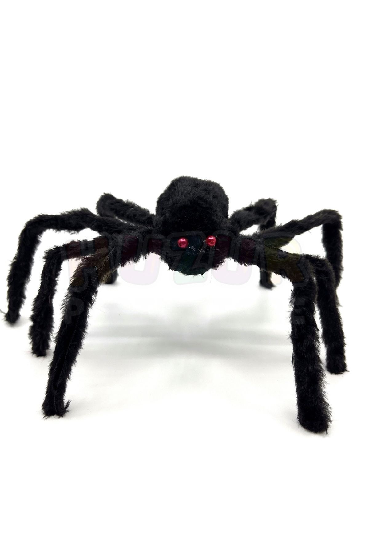 Siyah Renk Kırmızı Gözlü Örümcek Halloween Cadılar Bayramı Bacakları Tamamen Açıldığında 30 Cm