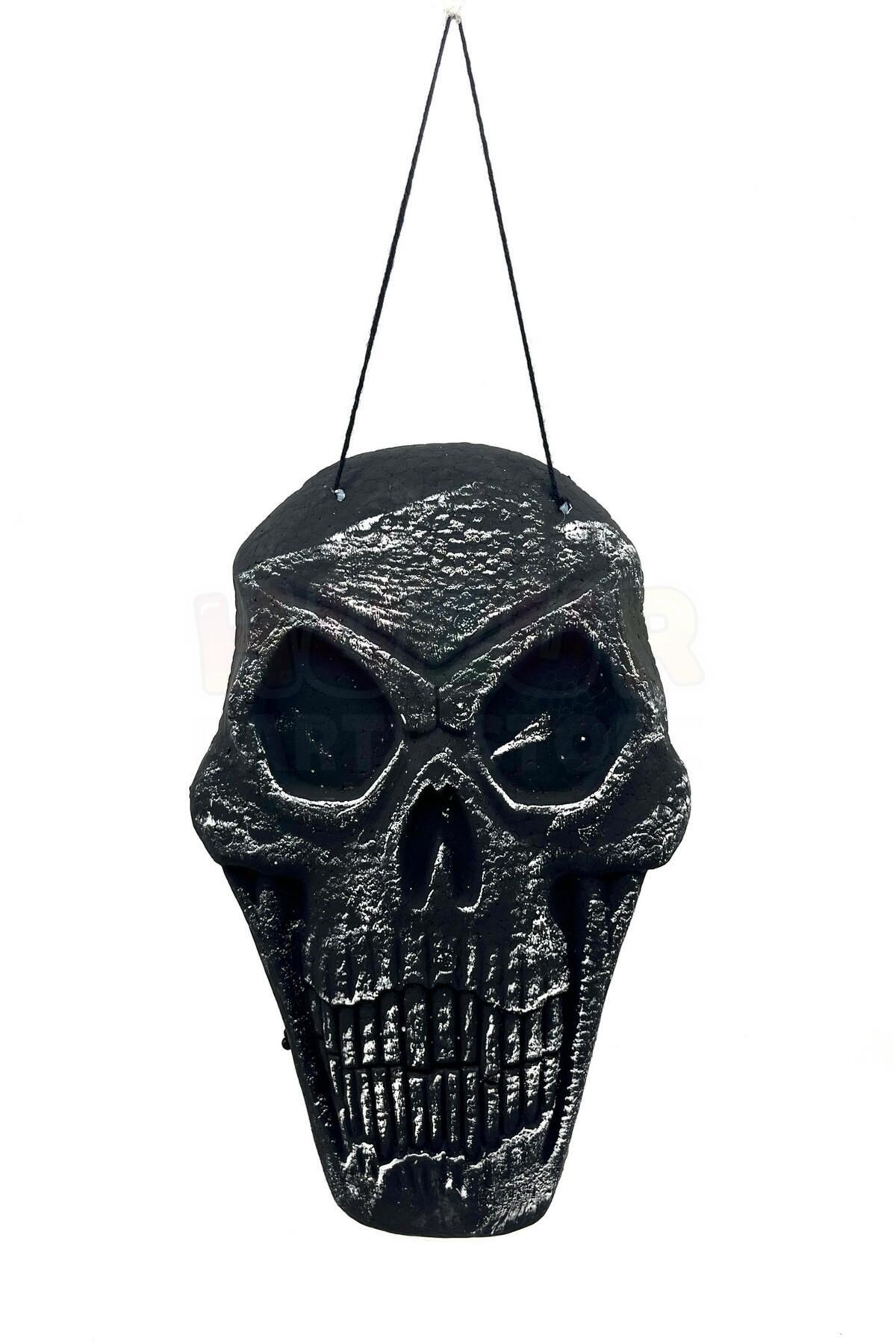 Strafor Kuru Kafa Dekor Eskitme Siyah Renk Asma İpli 37x23 Cm Halloween Cadılar Bayramı Parti Dekoru