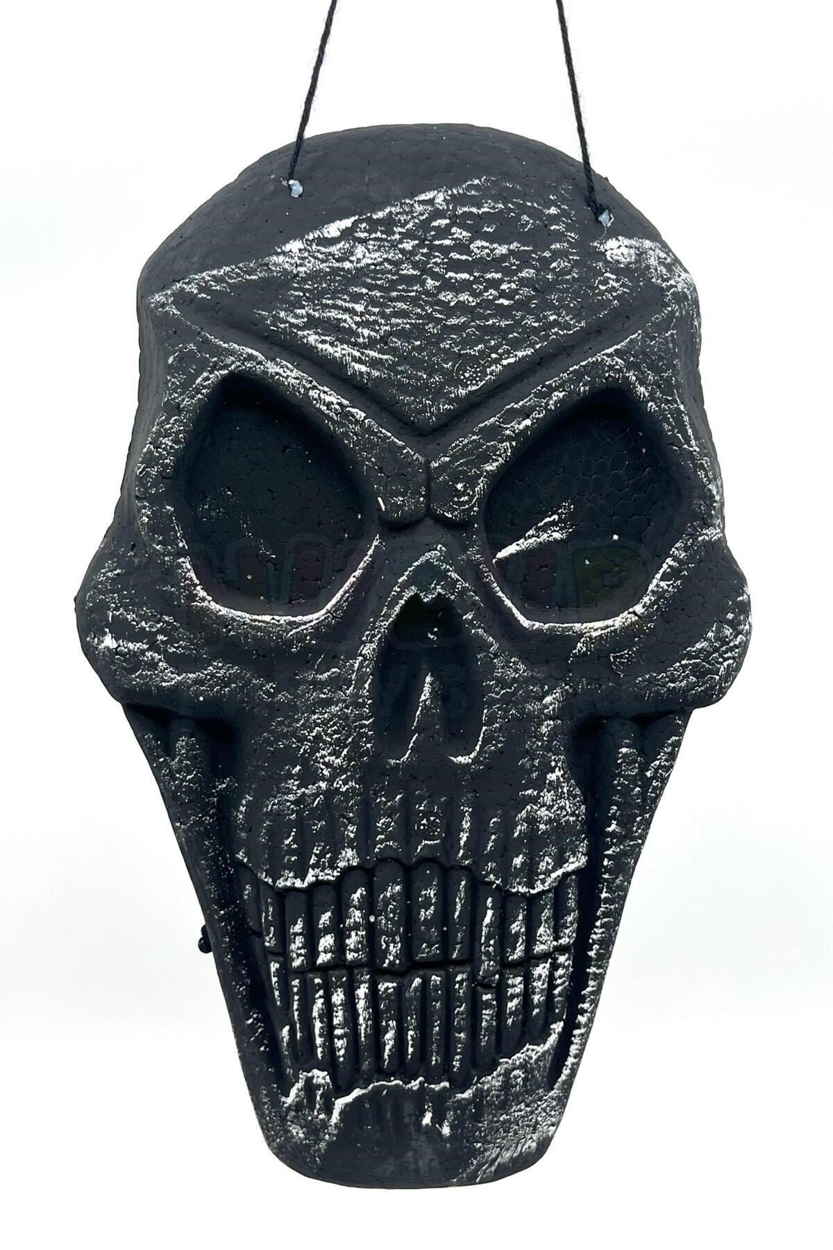 Strafor Kuru Kafa Dekor Eskitme Siyah Renk Asma İpli 37x23 Cm Halloween Cadılar Bayramı Parti Dekoru
