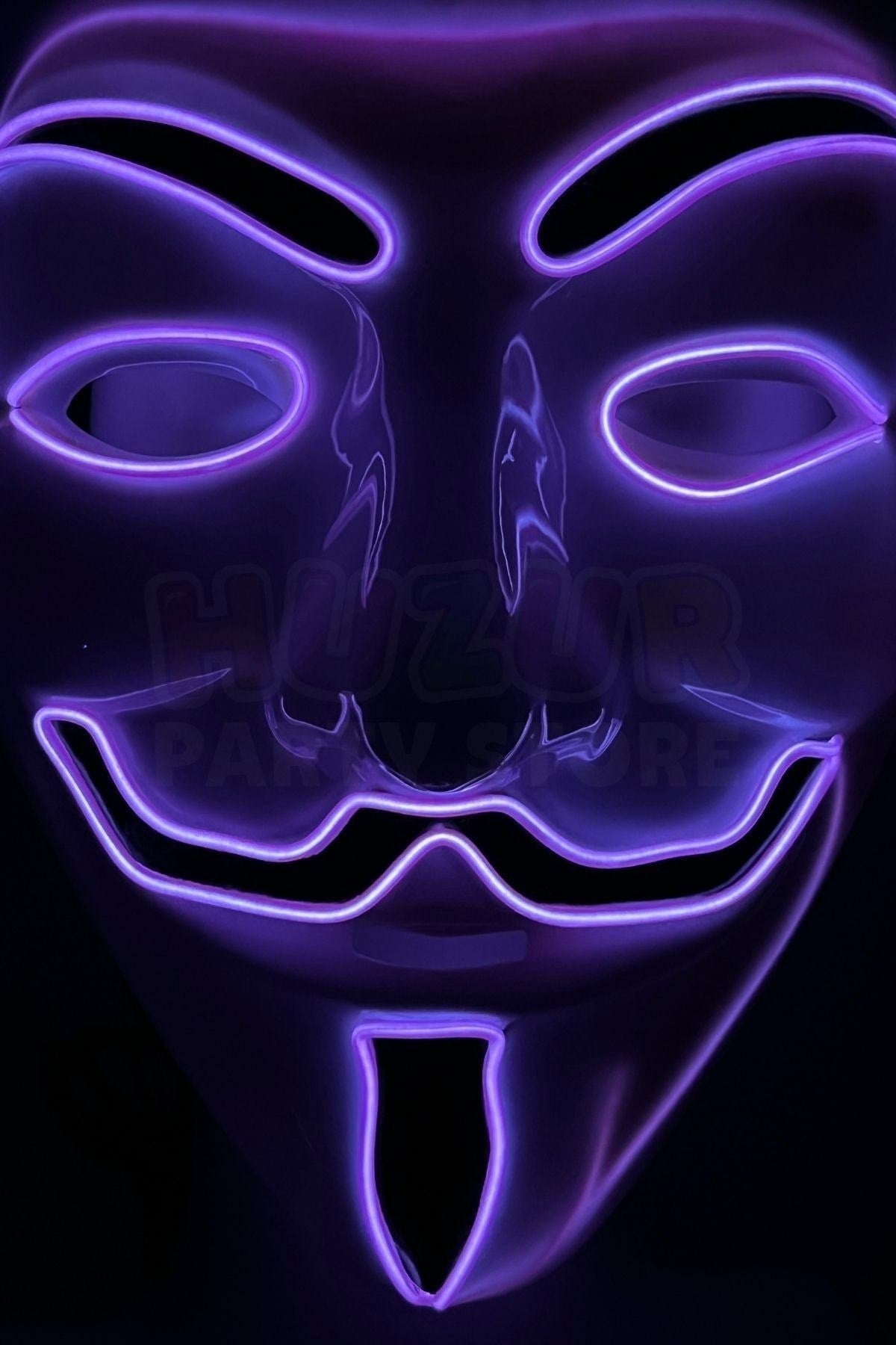 V For Vendatta Maske 3 Fonksiyonlu Mor Neon Işıklı Halloween Partisi Cadılar Bayramı Unisex Lüks