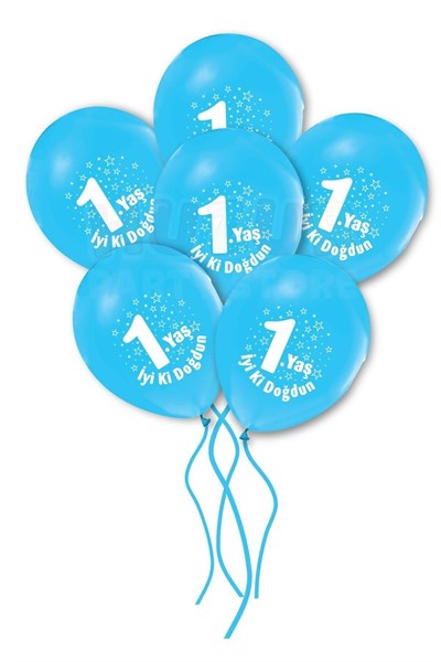 1 Yaş Mavi Balon 10 Adet Iyiki Doğdun Baskılı Erkek Bebek 30 Cm Doğum Günü Parti Balonu Ilk Yaş