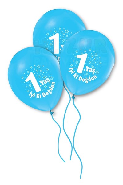 1 Yaş Mavi Balon 10 Adet Iyiki Doğdun Baskılı Erkek Bebek 30 Cm Doğum Günü Parti Balonu Ilk Yaş
