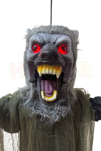 110 Cm Uluyan Hareketli Kurt Adam Dekor Işıklı Sese Duyarlı Pilli Cadılar Bayramı Halloween Süsü