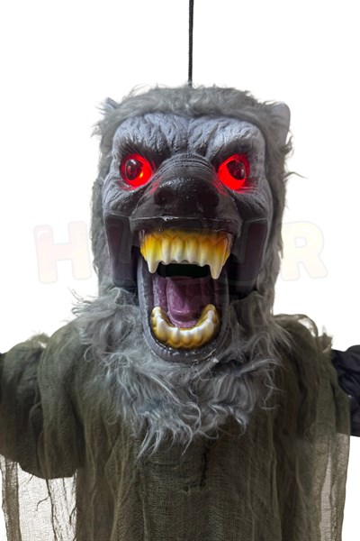110 Cm Uluyan Hareketli Kurt Adam Dekor Işıklı Sese Duyarlı Pilli Cadılar Bayramı Halloween Süsü