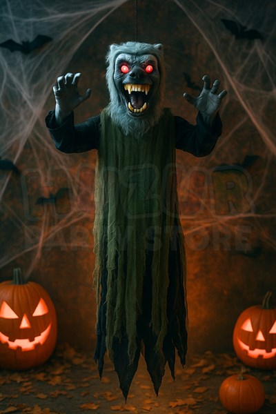 110 Cm Uluyan Hareketli Kurt Adam Dekor Işıklı Sese Duyarlı Pilli Cadılar Bayramı Halloween Süsü