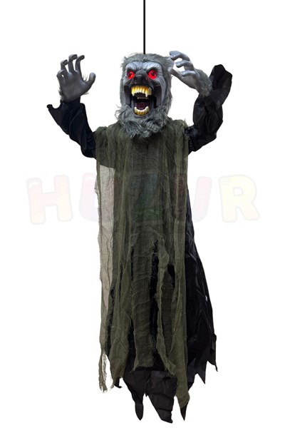 110 Cm Uluyan Hareketli Kurt Adam Dekor Işıklı Sese Duyarlı Pilli Cadılar Bayramı Halloween Süsü