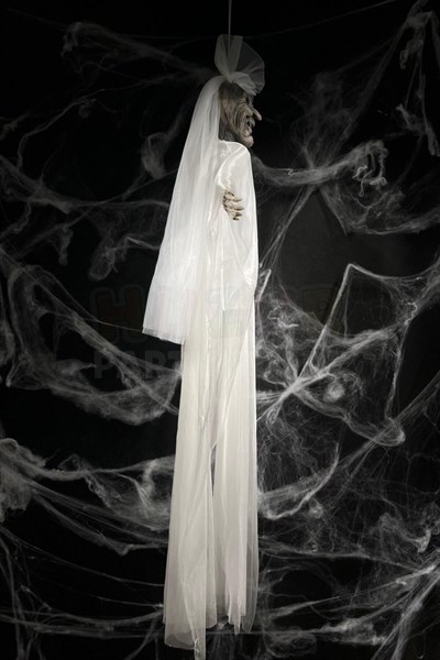 130 Cm Duvaklı Gelin Cadı Kolları Hareketli Sesli Durmadan Çalan Dekor Halloween Cadılar Bayramı