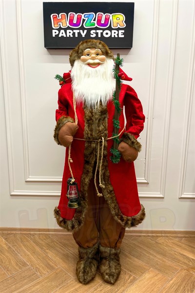 150 Cm Mega Boy Noel Baba Figürü Özel Prime Seri Kırmızı Kürklü Yılbaşı Yeni Yıl Çam Ağacı Dekoru