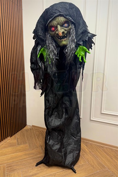 180 Cm Konuşan Işıklı Dev Cadı Dekor Sese ve Harekete Duyarlı Halloween Partisi Cadılar Bayramı