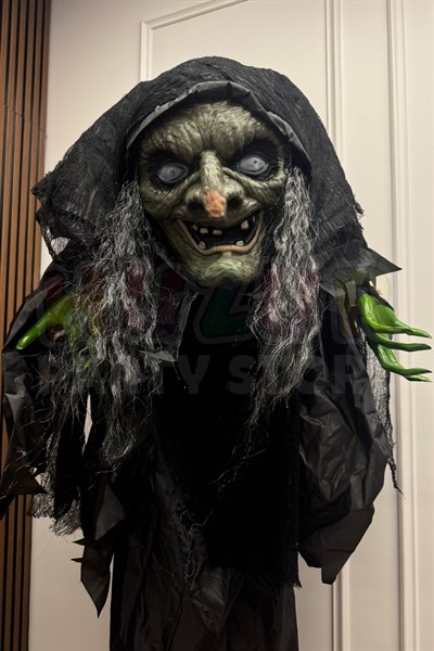 180 Cm Konuşan Işıklı Dev Cadı Dekor Sese ve Harekete Duyarlı Halloween Partisi Cadılar Bayramı