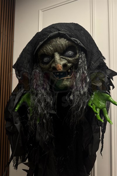 180 Cm Konuşan Işıklı Dev Cadı Dekor Sese ve Harekete Duyarlı Halloween Partisi Cadılar Bayramı