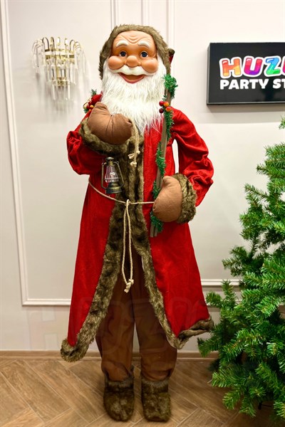 180 Cm Ultra Boy Noel Baba Figürü Özel Prime Seri Kırmızı Kürklü Yılbaşı Yeni Yıl Çam Ağacı Dekoru