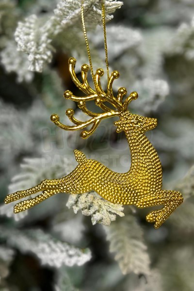 2 Adet Koşan Geyikler Yılbaşı Ağacı Süsü Gold Altın Sarısı Renkli Geyik 11x13 Cm Yeni Yıl Çam Ağaç