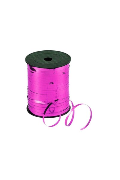 200 Metre Parlak Fuşya Renkli Metalik Şerit Koyu Pembe Rafya 8 Mm Balon Ipi Plastik Balon Süsleme