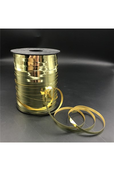 200 Metre Parlak Gold Renkli Metalik Şerit Altın Rafya 8mm Balon Ipi Plastik Balon Süsleme Kurdelesi