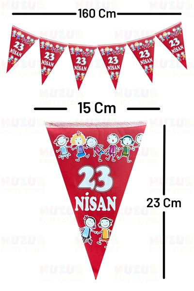 23 Nisan 12 Parça Süsleme Seti Milli Bayram Süsü Çocuk Bayramı Flama Bayrak Türk Bayraklı Balon