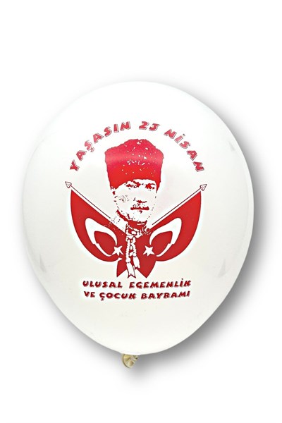23 Nisan Balon 10 Adet 30 Cm Ulusal Egemenlik Ve Çocuk Bayramı Atatürk Detaylı Baskı Milli Bayram