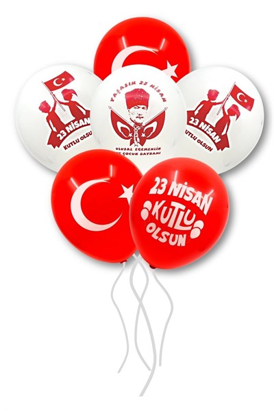23 Nisan Balon 10 Adet 30 Cm Ulusal Egemenlik Ve Çocuk Bayramı Atatürk Detaylı Baskı Milli Bayram