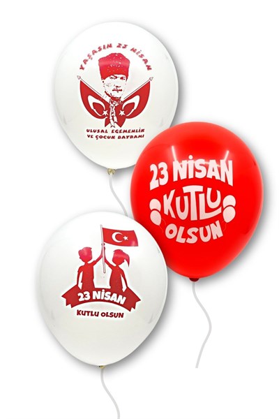 23 Nisan Balon 10 Adet 30 Cm Ulusal Egemenlik Ve Çocuk Bayramı Atatürk Detaylı Baskı Milli Bayram