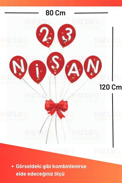 23 Nisan Karton Kapı Süsü Okul Sınıf Süsleme Fiyonk Balon Detaylı Milli Çocuk Bayramı Süsü 120 Cm