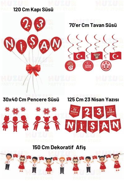 23 Nisan Süsleme Seti Sınıf Okul Süslemesi 44 Parça Milli Bayram Süs Çocuk Bayramı Gösteri Süsü