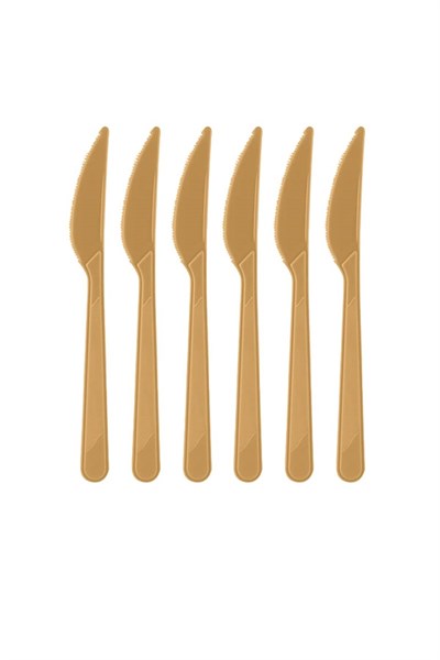 25 Adet Gold Renkli Bıçak Sert Dayanaklı Plastik Lüks Kullan At Altın Sarısı Doğum Günü Parti Bıçağı