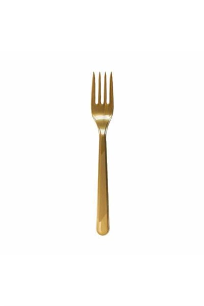 25 Adet Gold Renkli Çatal Sert Dayanaklı Plastik Lüks Kullan At Altın Sarısı Doğum Günü Parti Çatalı
