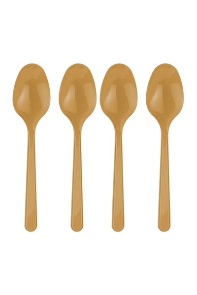 25 Adet Gold Renkli Kaşık Sert Dayanaklı Plastik Lüks Kullan At Altın Sarısı Doğum Günü Parti Kaşığı