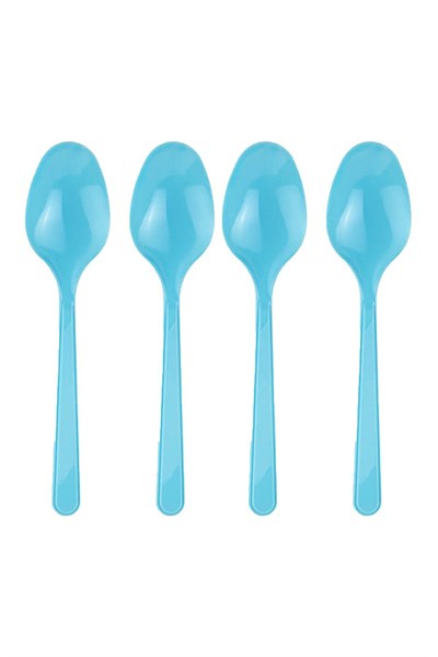 25 Adet Mavi Renkli Kaşık Sert Dayanaklı Plastik Lüks Kullan At Doğum Günü Parti Sunum Kaşığı
