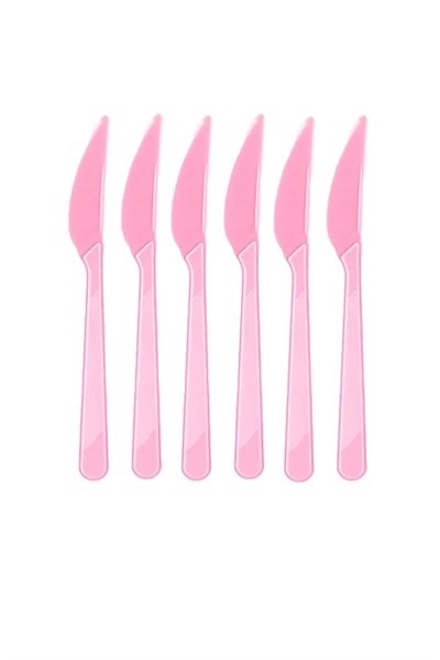 25 Adet Pembe Renkli Bıçak Sert Dayanaklı Plastik Lüks Kullan At Doğum Günü Parti Sunum Bıçağı