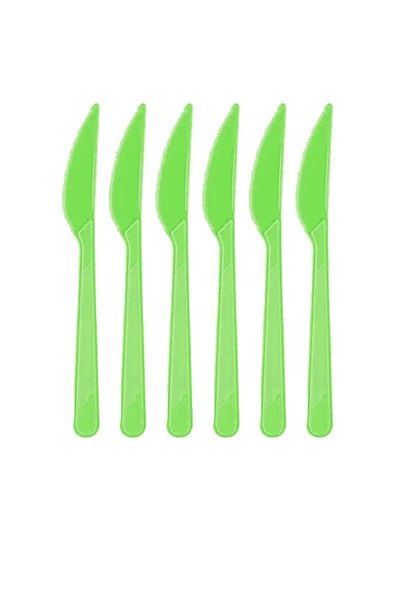 25 Adet Yeşil Renkli Bıçak Sert Dayanaklı Plastik Lüks Kullan At Doğum Günü Parti Sunum Bıçağı