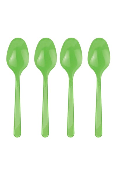 25 Adet Yeşil Renkli Kaşık Sert Dayanaklı Plastik Lüks Kullan At Doğum Günü Parti Sunum Kaşığı