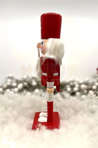 25 Cm Kılıçlı Fındıkkıran Kırmızı Beyaz Renkli Kurşun Asker Nutcracker Yılbaşı Yeni Yıl Dekoru
