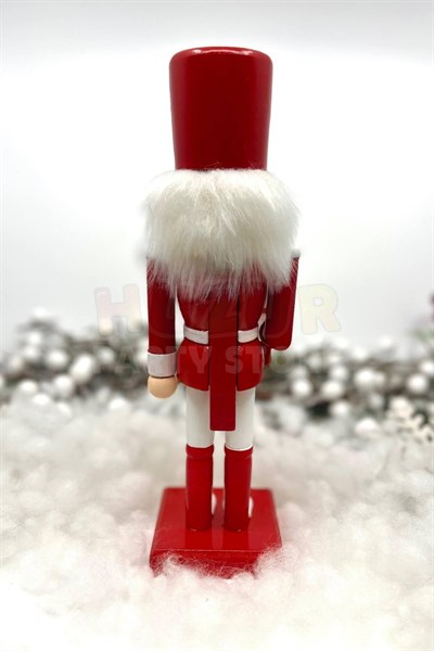 25 Cm Kılıçlı Fındıkkıran Kırmızı Beyaz Renkli Kurşun Asker Nutcracker Yılbaşı Yeni Yıl Dekoru