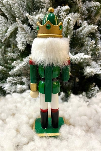 25 Cm Kılıçlı Fındıkkıran Yeşil Kırmızı Renkli Kurşun Asker Nutcracker Yılbaşı Yeni Yıl Dekoru