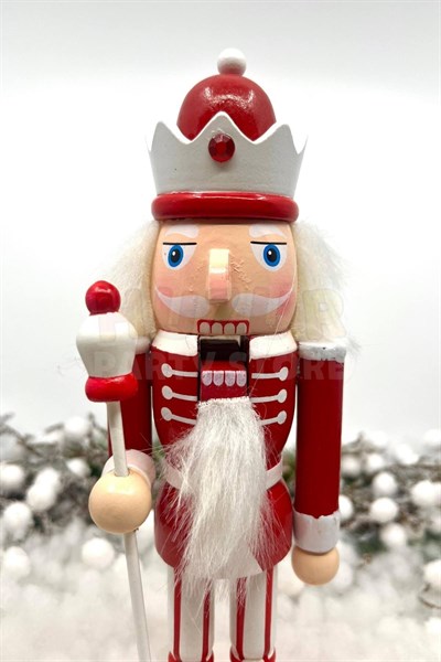 25 Cm Mızraklı Fındıkkıran Kırmızı Beyaz Renkli Kurşun Asker Nutcracker Yılbaşı Yeni Yıl Dekoru