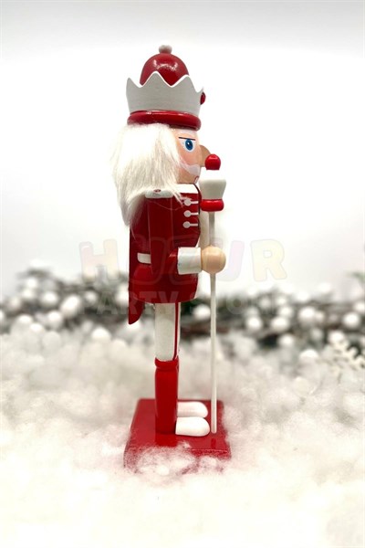 25 Cm Mızraklı Fındıkkıran Kırmızı Beyaz Renkli Kurşun Asker Nutcracker Yılbaşı Yeni Yıl Dekoru