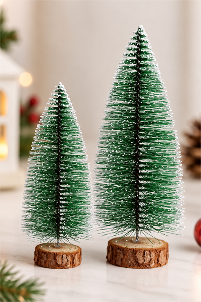 2li Set Nevada Ağaç 10-15 cm Mini Masa Üzeri Yılbaşı Çam Ağacı Hediyelik Karlı Yılbaşı Hediyesi