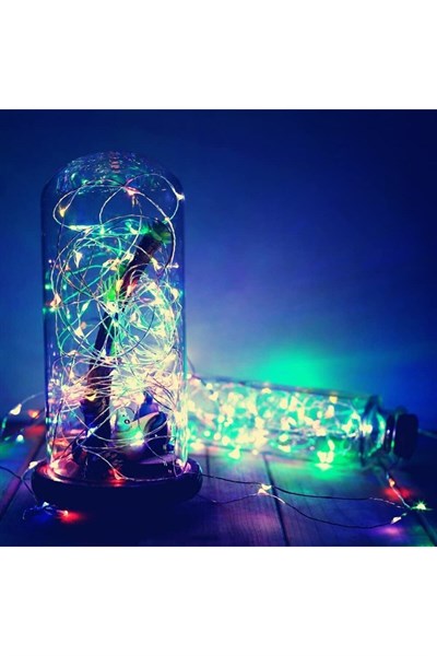 3 Metre Karışık Renkli Ramazan Bayramı Dini Işığı Süsü Peri Led Işık Dekoratif Pilli 3 Fonksiyonlu