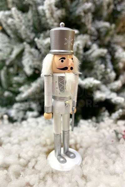 30 Cm Kılıçlı Fındıkkıran Gümüş Gri Beyaz Renkli Kurşun Asker Nutcracker Yılbaşı Yeni Yıl Dekoru