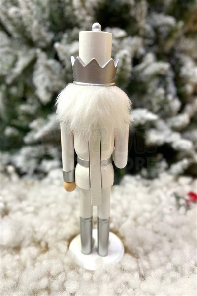 30 Cm Şekerli Fındıkkıran Gümüş Gri Beyaz Renkli Kurşun Asker Nutcracker Yılbaşı Yeni Yıl Dekoru