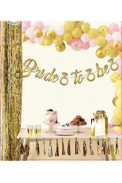 35 Parça Gold Bride To Be Seti Bekarlığa Veda Partisi Malzemeleri Kuşak Dövme Taç Balon Yazı Süsleri