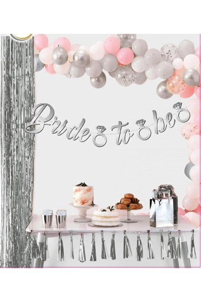 35 Parça Gümüş Bride To Be Seti Bekarlığa Veda Partisi Malzemeleri Kuşak Dövme Taç Balon Süsleri