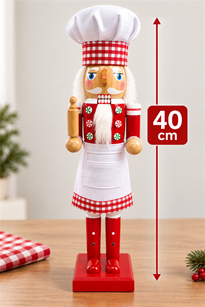 40 Cm El Yapımı Aşçı Fındıkkıran Kurşun Asker Kurabiye Kalıbı Merdane Yılbaşı Yeni Yıl Nutcracker
