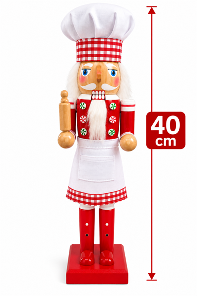 40 Cm El Yapımı Aşçı Fındıkkıran Kurşun Asker Kurabiye Kalıbı Merdane Yılbaşı Yeni Yıl Nutcracker